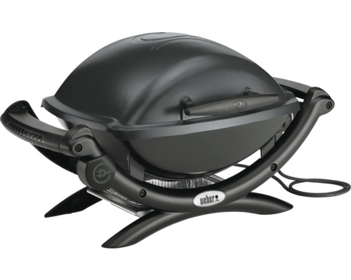 Weber Q 1400 elektrische grill, donkergrijs, 2,2 kW, grilloppervlak 43 x 32 cm, geëmailleerd gietijzeren grillrooster, deksel en behuizing van gegoten aluminium