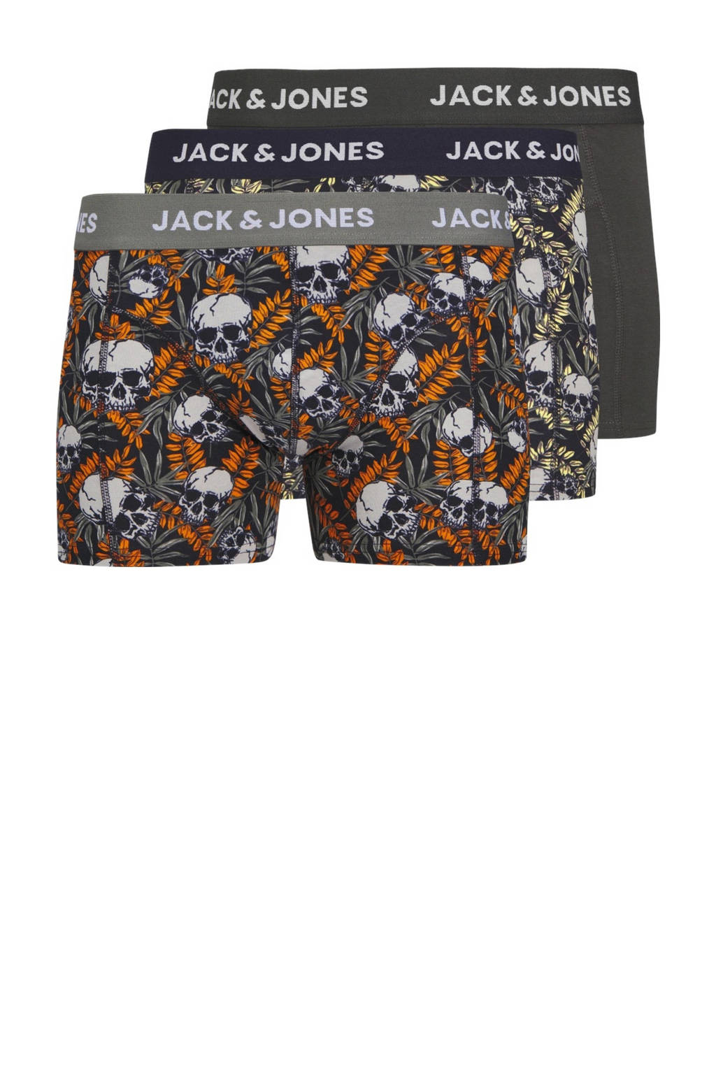 Fijne goed passende onderbroekenboxershort JACHUGO SKULLS - set van 3 donkerblauw/multicolor
