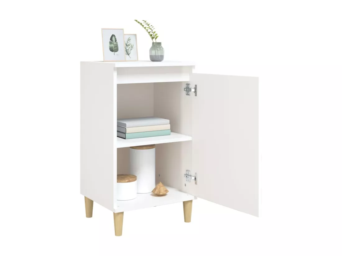 Table de chevet blanc brillant 40x35x70 cm bois d’ingénierie