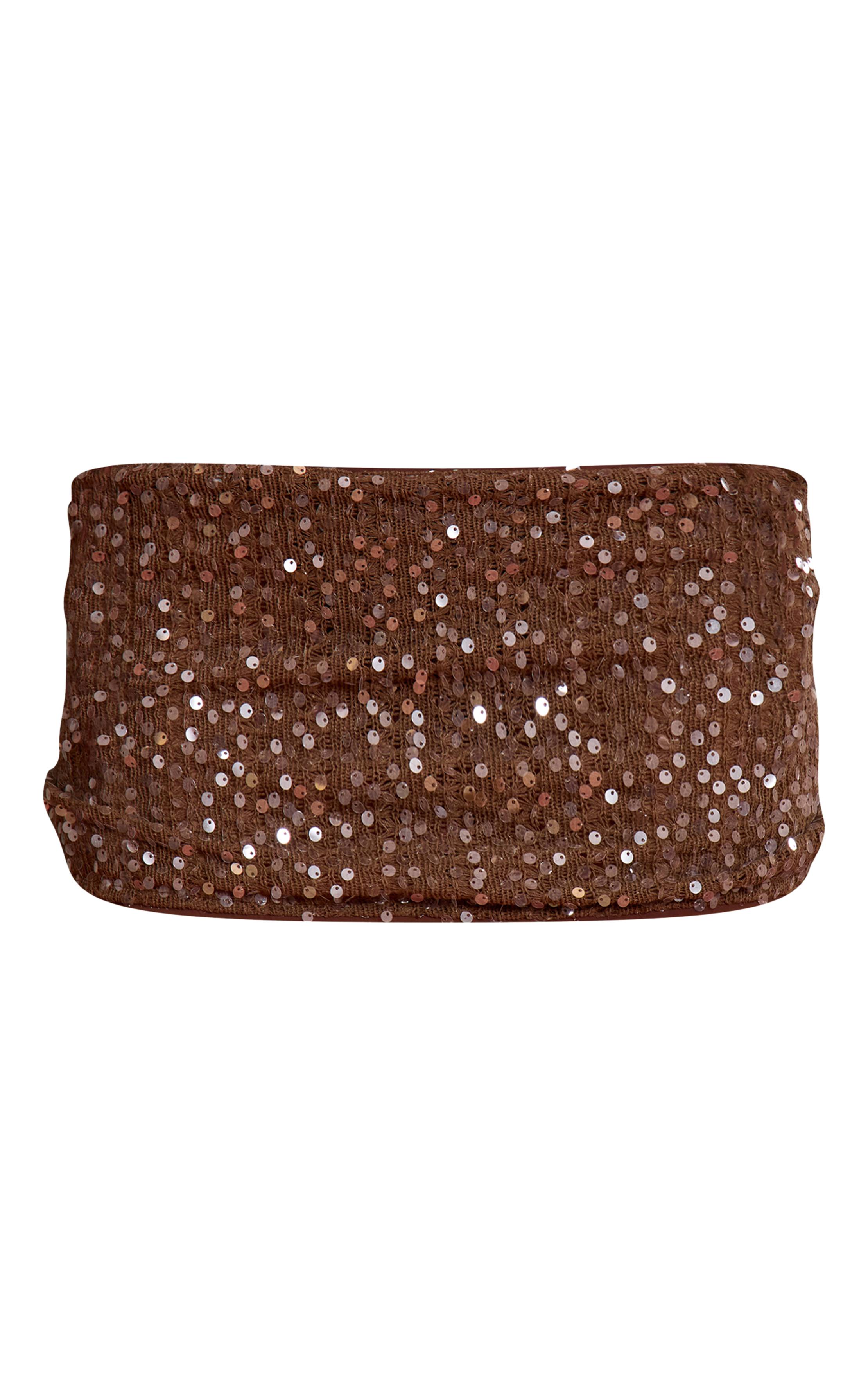 Chocolat Jupe De Plage Mini En Maille À Paillettes