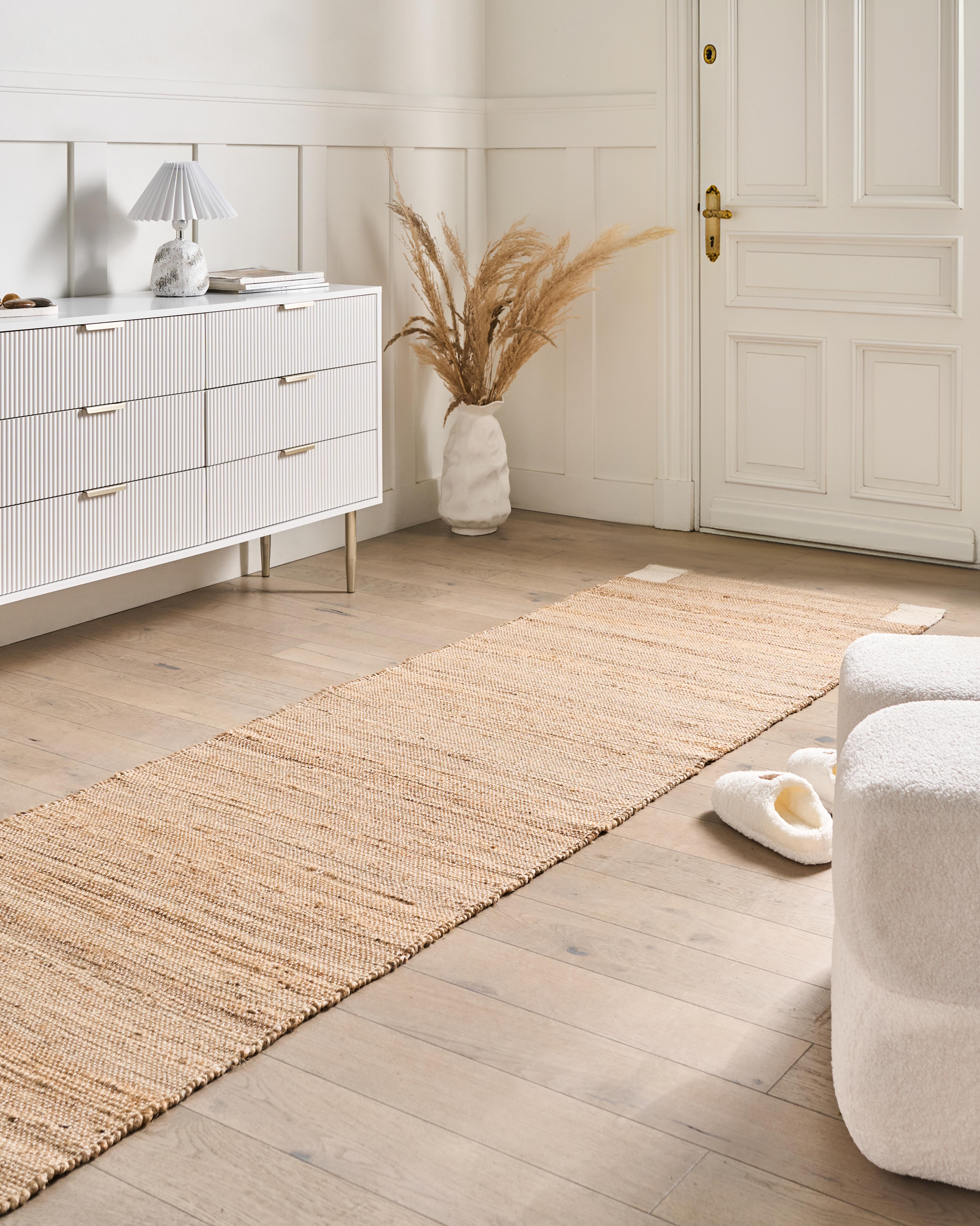 Vloerkleed AMRAVATI Lichtbeige 80 x 300 cm Jute