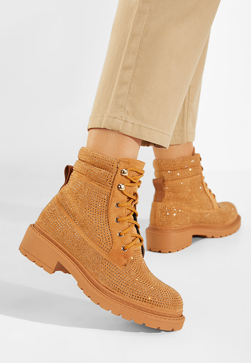 Bottines à lacets femme chameau Preta