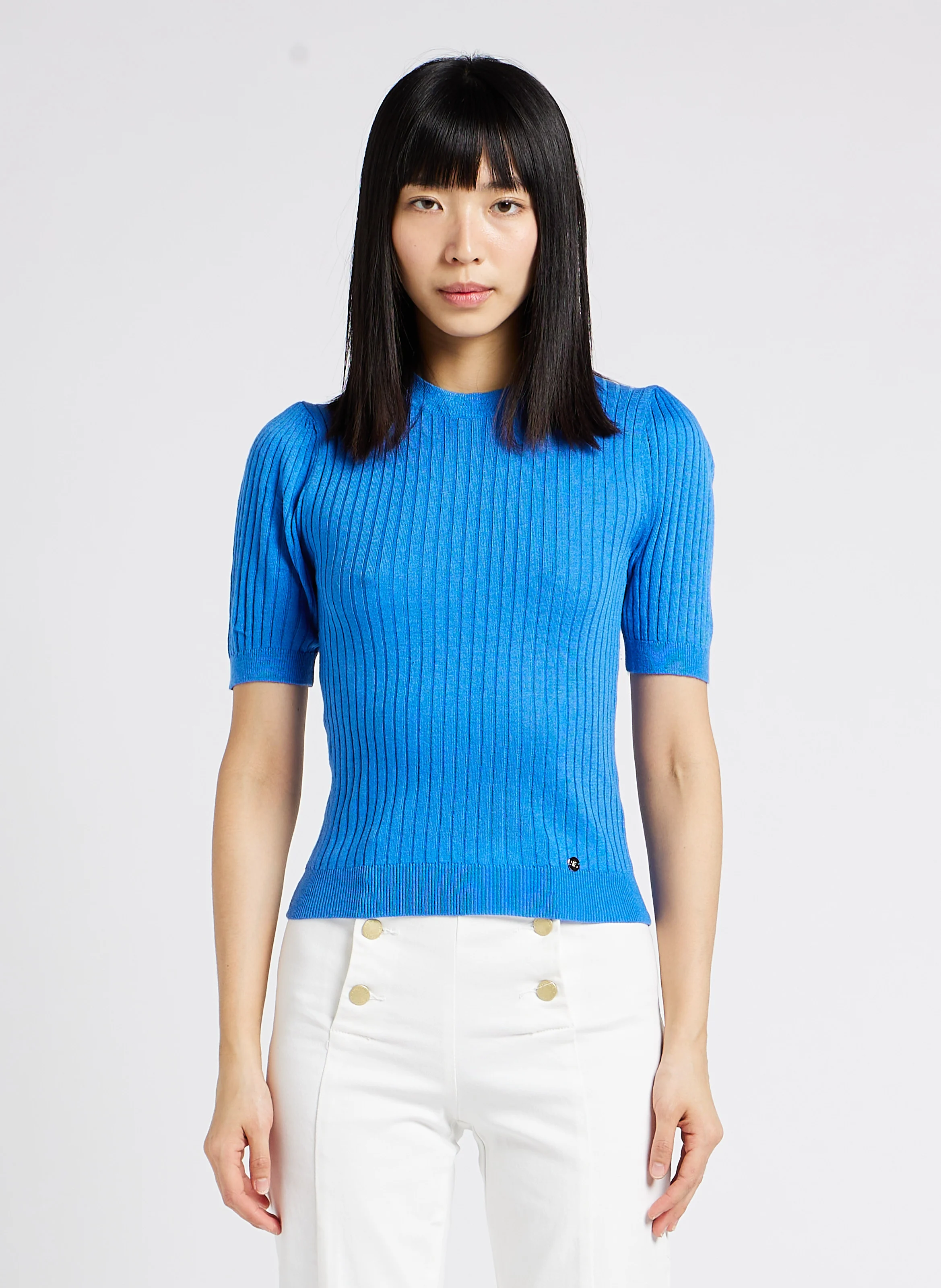 SOFIANA - Pull col montant moulant | Bleu