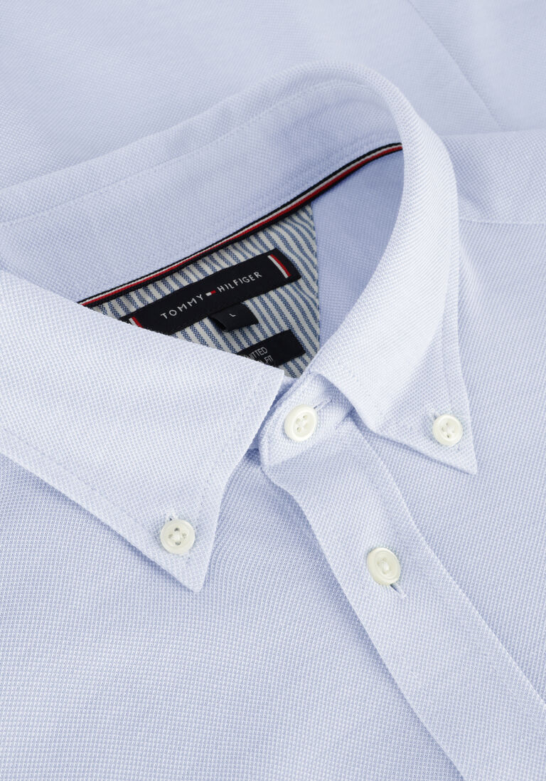 TOMMY HILFIGER lichtblauwe tommy hilfiger klassiek overhemd 1985 knitted sf shirt