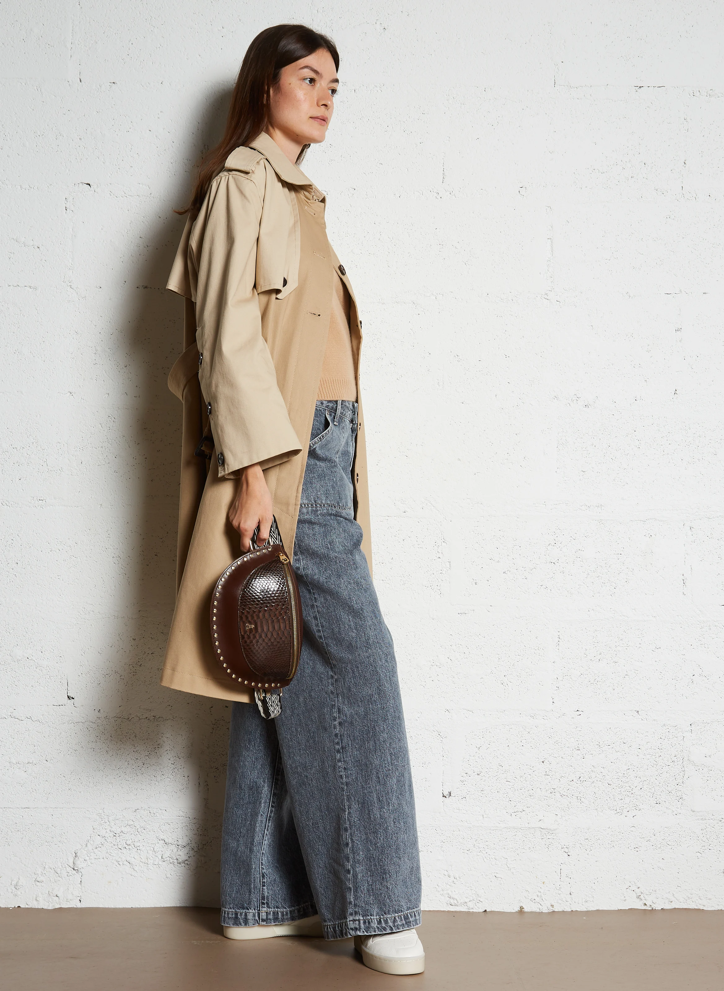 SMILE - Sac banane en cuir | Marron