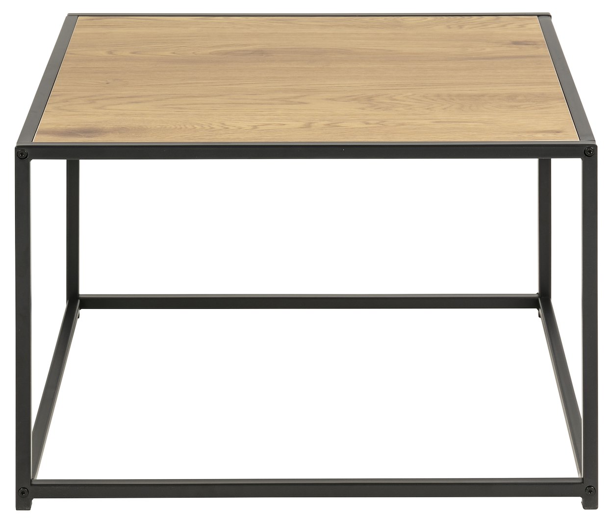 Seaford sofabord Vill eik foliert med sort metall understell. 60x60x40cm.