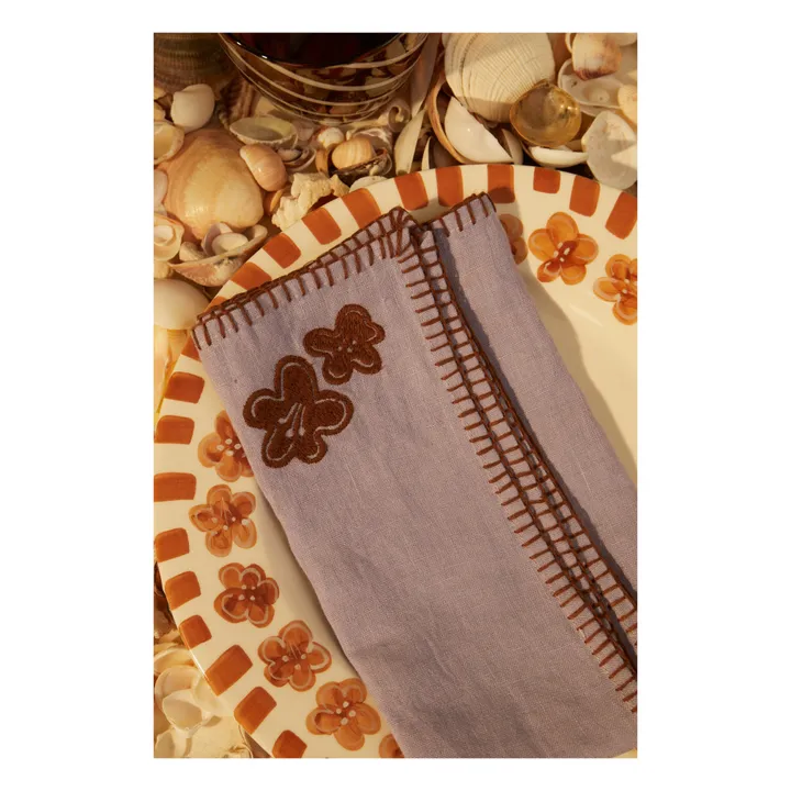Tressé Serviette de table en lin brodé | Parme