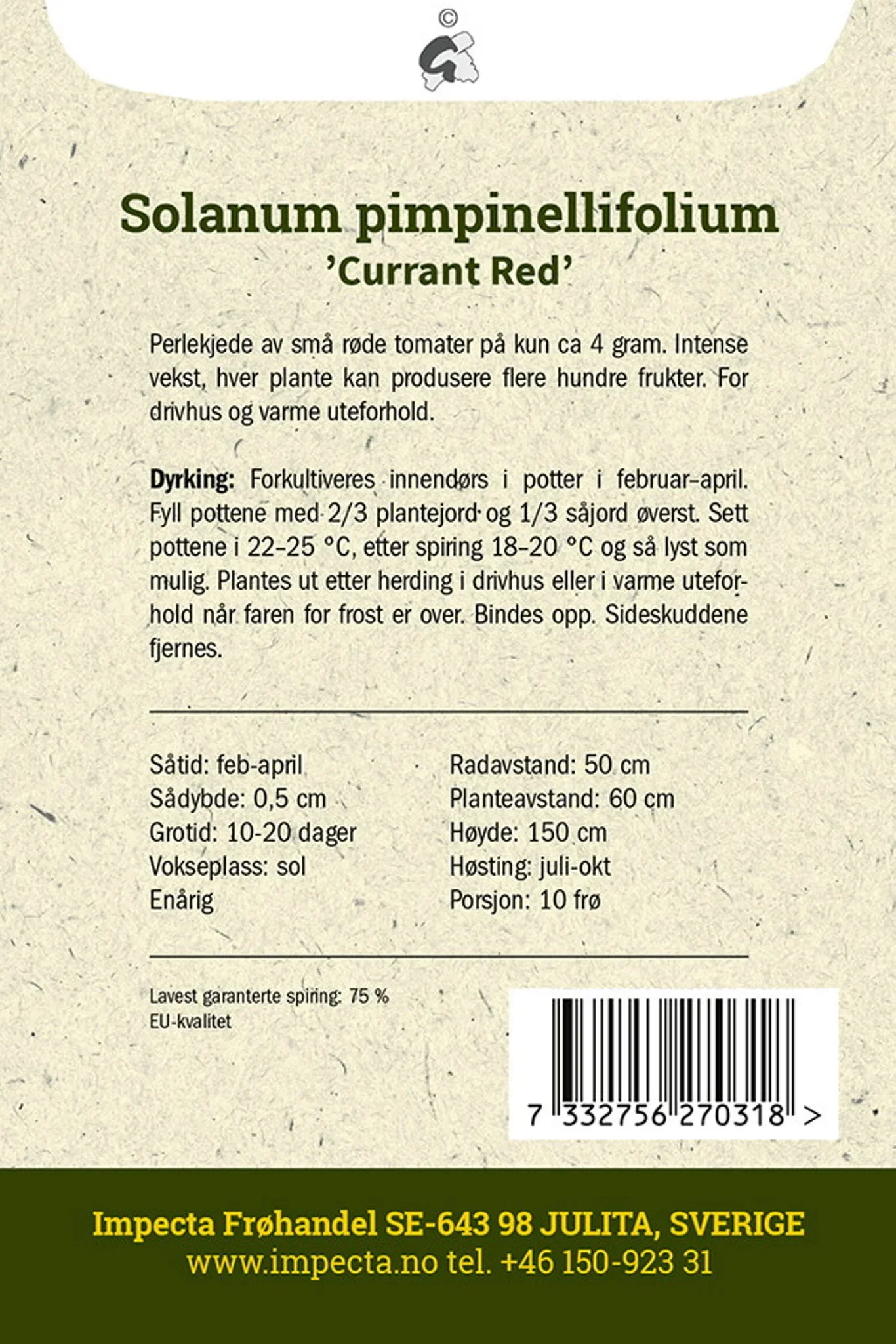 Solanum pimpinellifolium 'Currant Red' Ripstomat 'Currant Red'