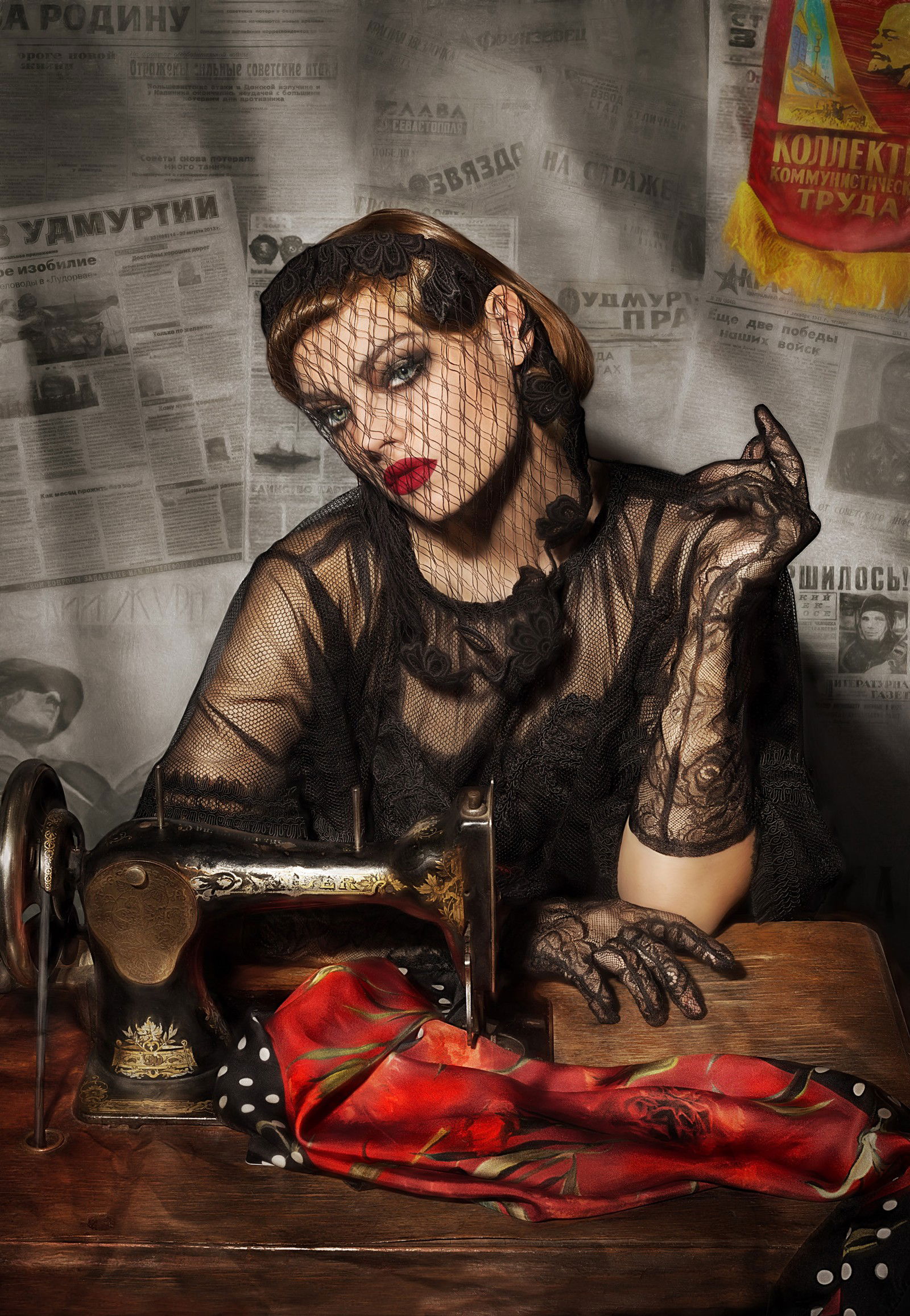 Girl with a Sewing Machine by Andrey Yakovlev & Lili Aleeva - Limited Edition. Edition of: 150. Signed.