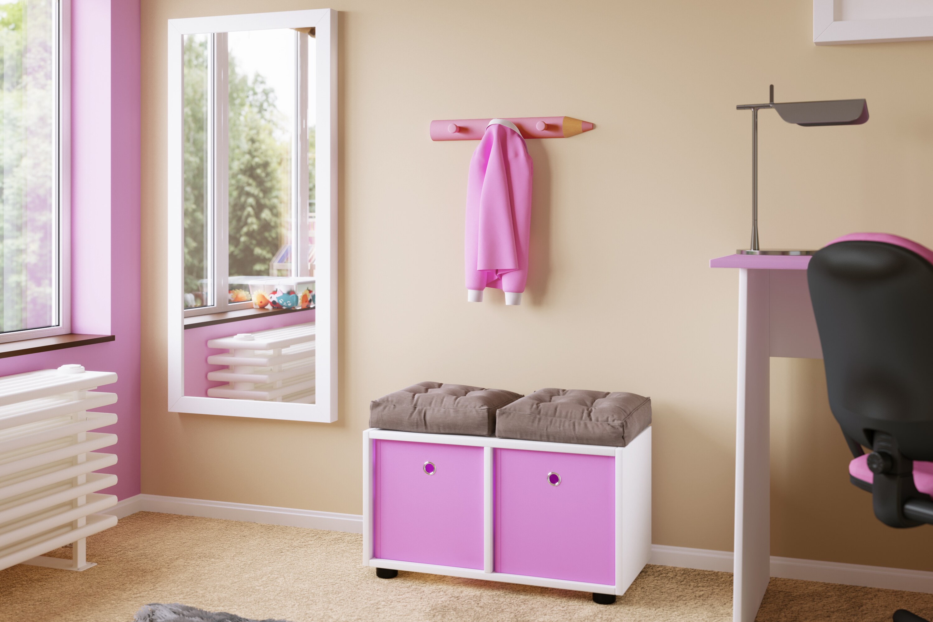 VCM Holz Hakenleiste Wandgarderobe Garderobenleiste Wandpaneel Flur Garderobe Stifto