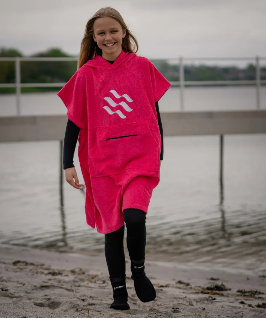 Watery badeponcho til junior - Bomuld - Mørkeblå