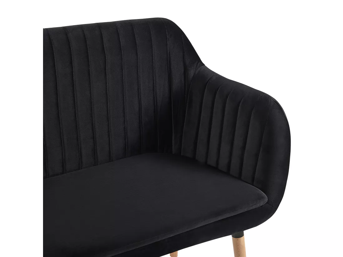Canapé banquette 2 places en velours noir TABY