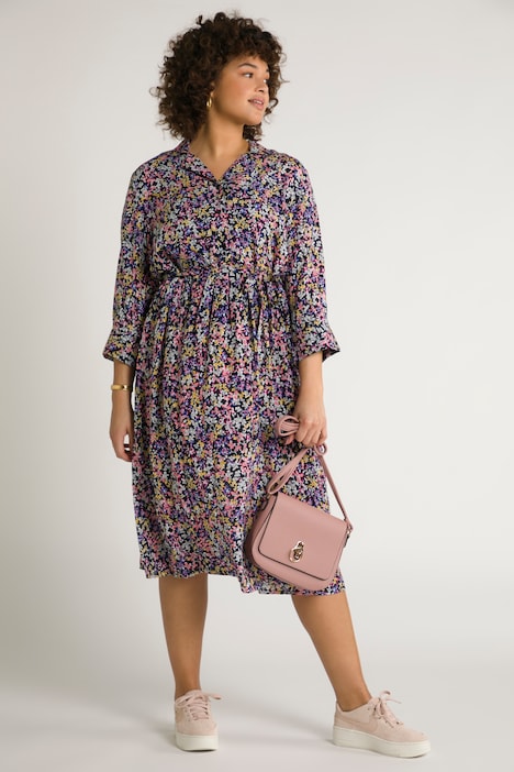 Bellieva-Midikleid, Stillfunktion, Reverskragen, 3/4-Arm