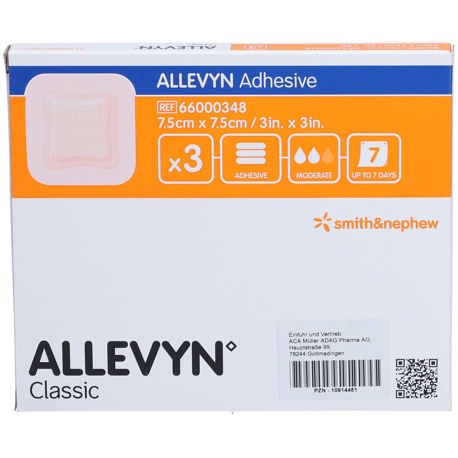 ALLEVYN Adhesive 7,5 x 7,5 cm haftende Wundauflage