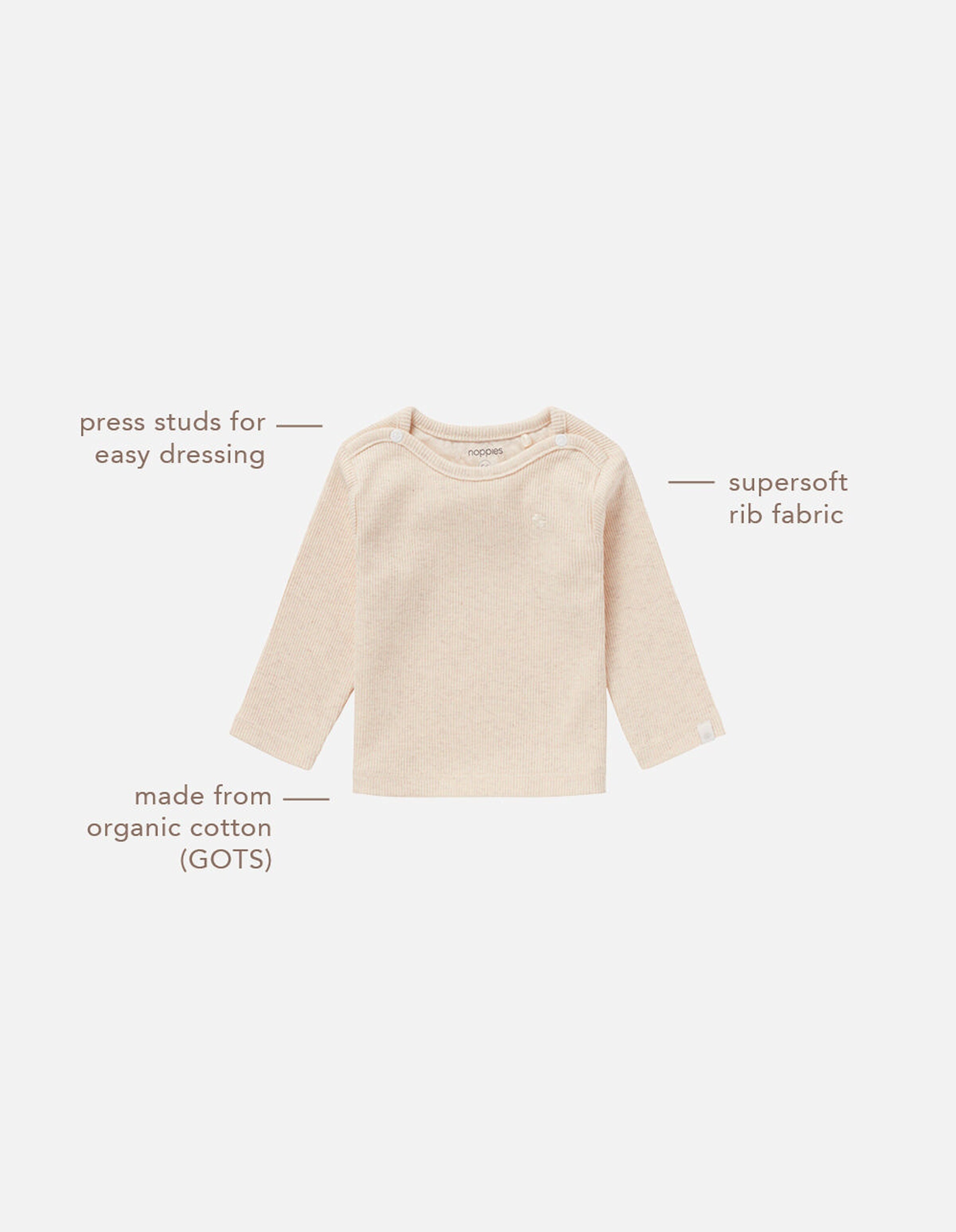 Noppies Baby Langarmshirt Natal Oatmeal