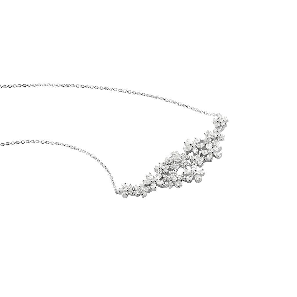 Collier Midnight Flower Argent Blanc Oxyde De Zirconium