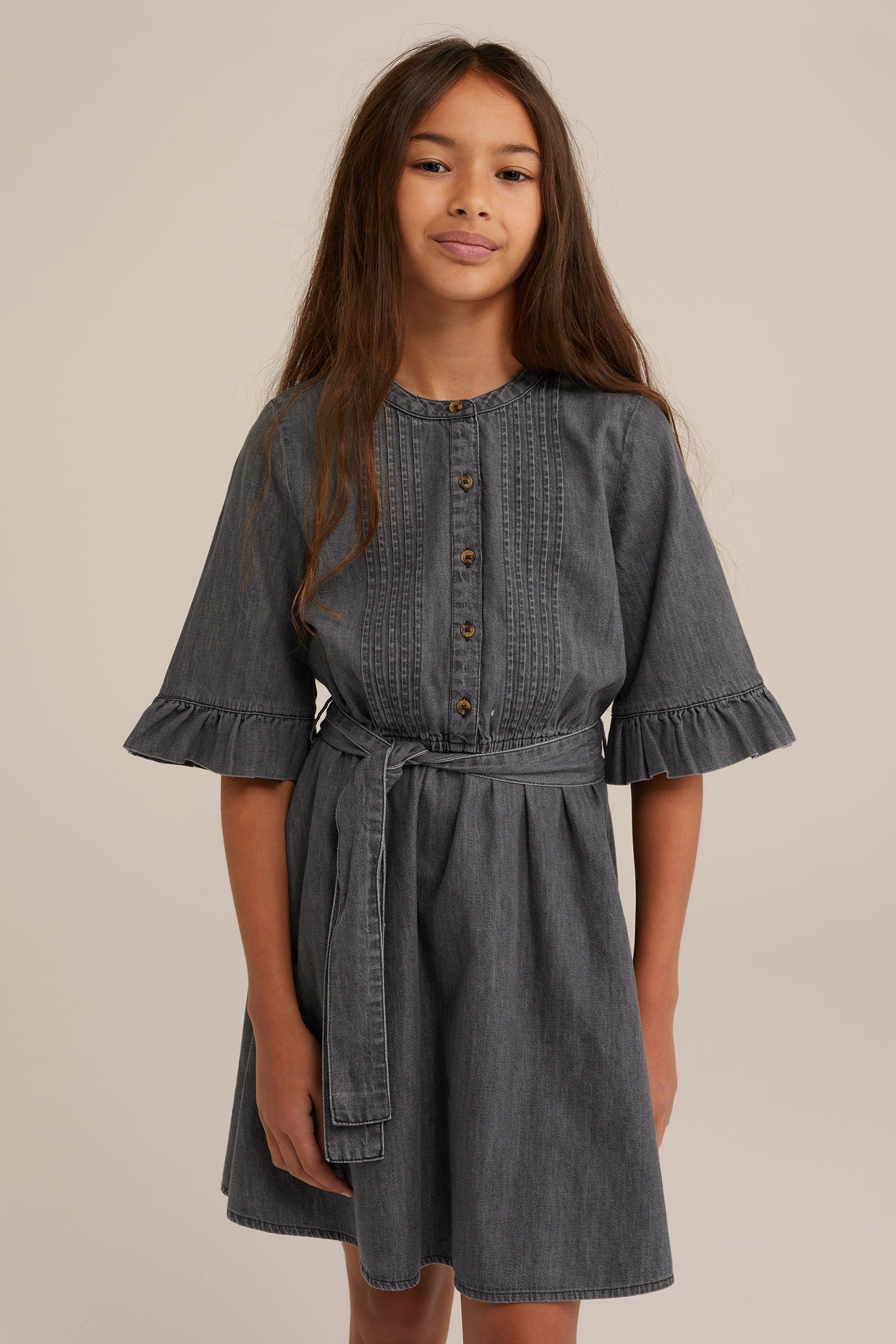 Meisjes denim jurk Blue Ridge Lichtgrijs
