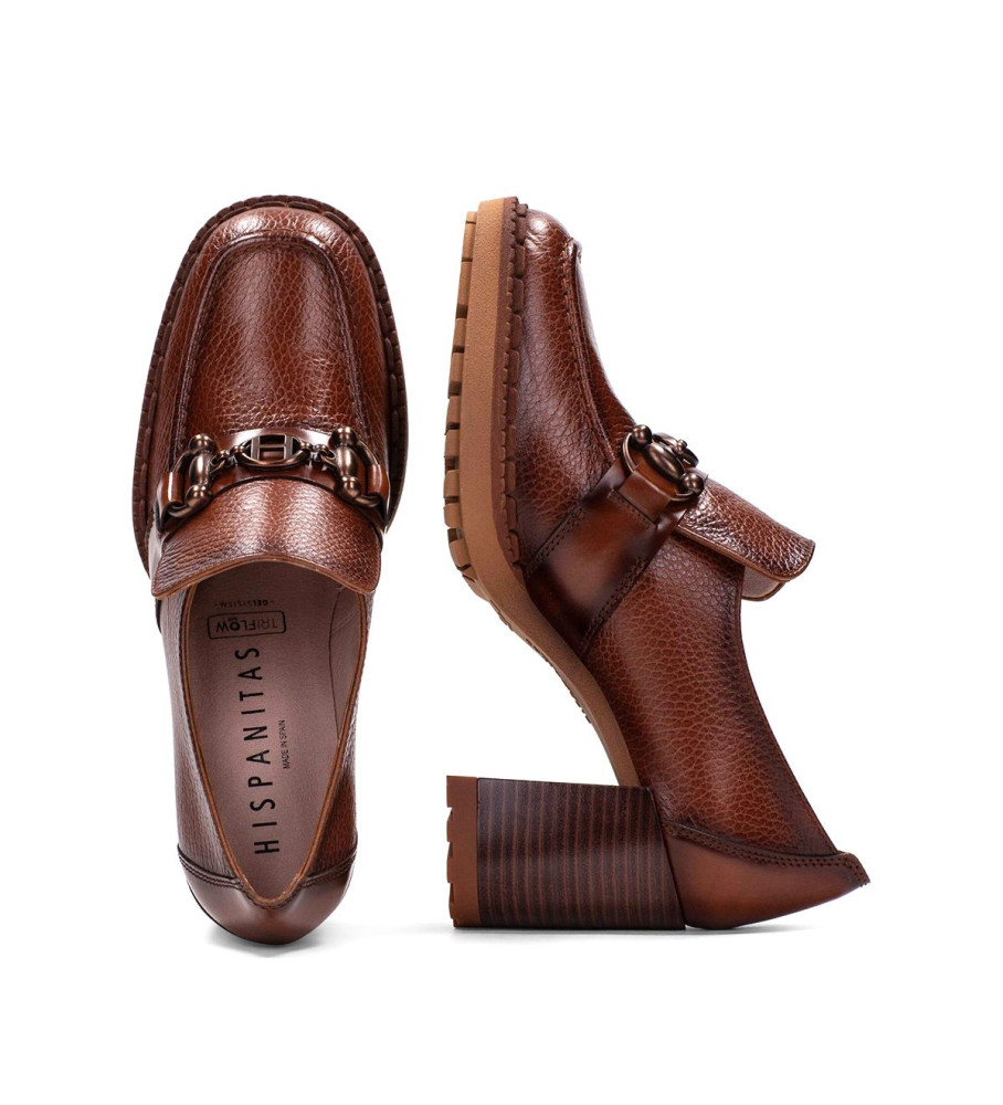 Mocassins Hispanitas Michelle em couro marrom - Salto de 7 cm -
