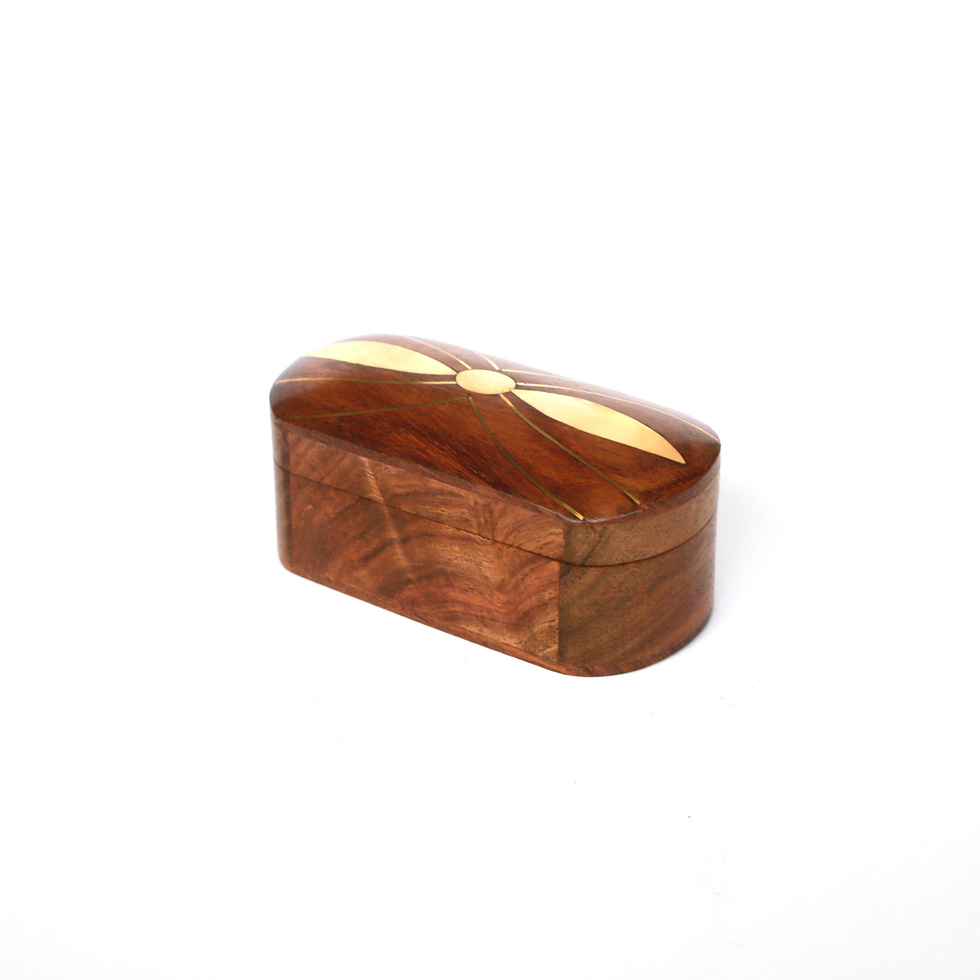 Holzbox mit Messingintarsien, Sheesham-Holz, B 10 cm, H 5 cm, L 4 cm von fischer's lagerhaus