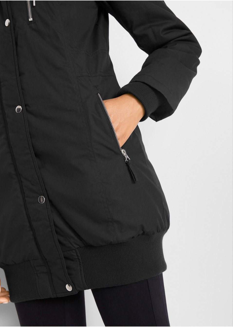Veste longue à capuche, rembourrée