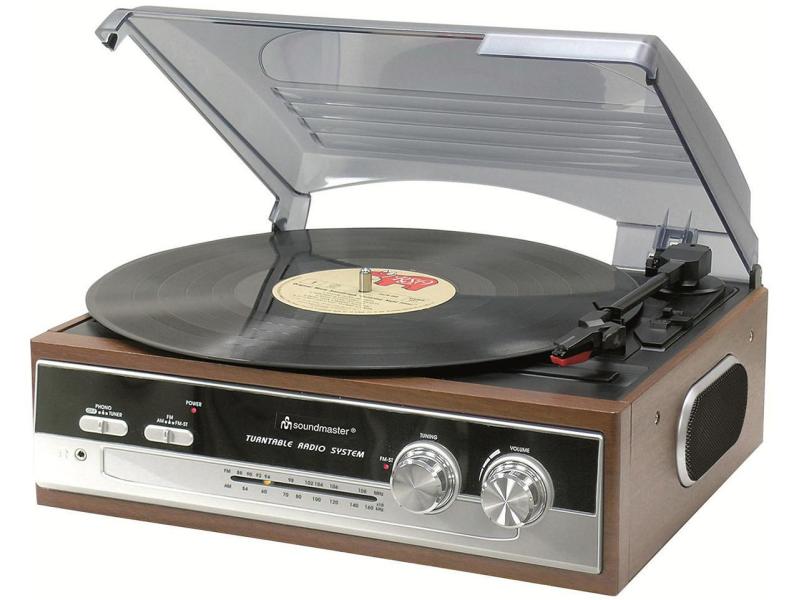 soundmaster Stereoanlage PL186H Braun Schallplattenspieler im Retro-Design