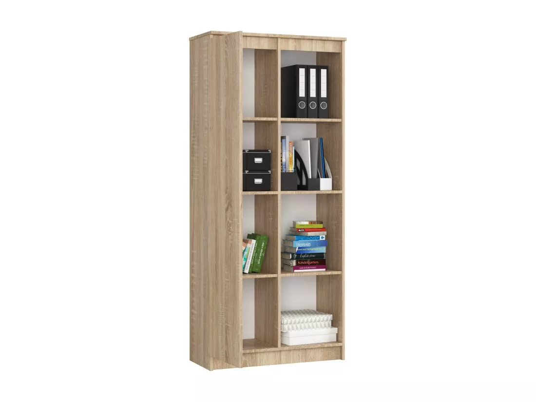 Bibliothèque de bureau AKORD R80 Chêne Sonoma 80 cm 1 porte façade Chêne Sonoma mat 8 étagères 80x35x180 cm