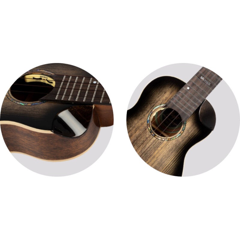 Flight Peter Moss Signature Moonburst Stain elektrisch-akoestische concert ukelele met deluxe gigbag