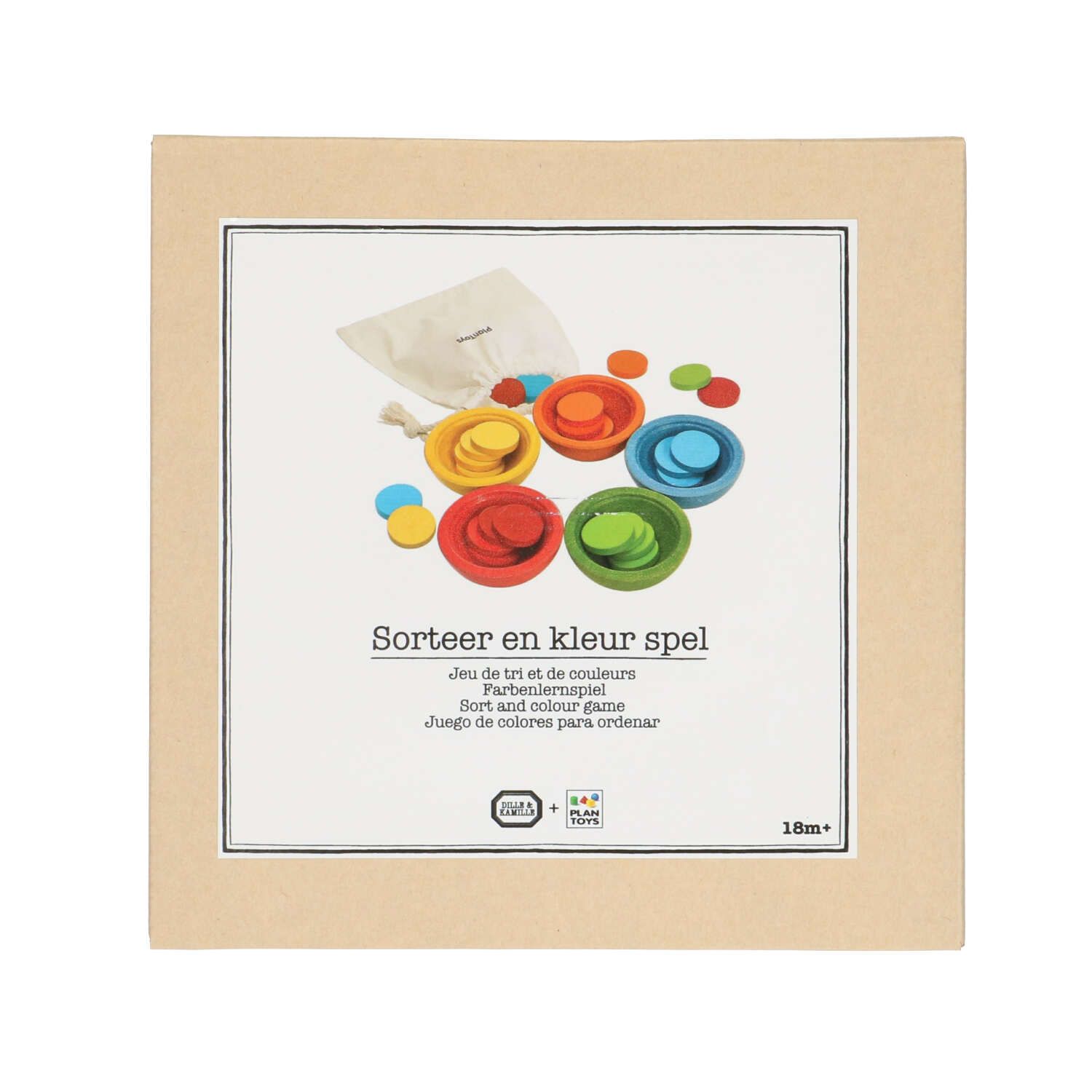 Sorteer- en kleurspel, rubberhout, 18m+