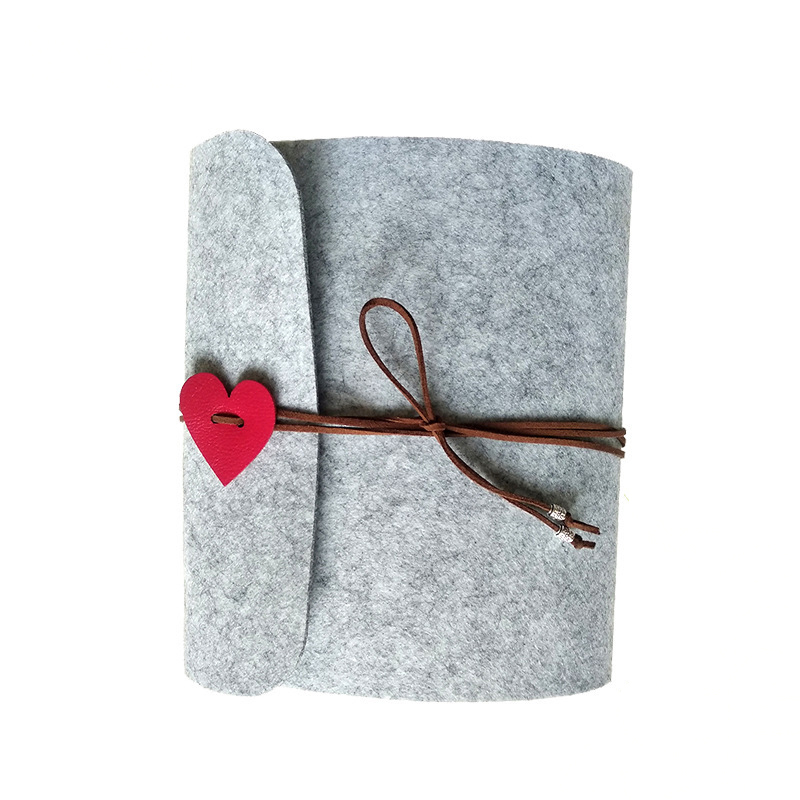 (25x25cm) Spiral Album im Filz Cover 30 Seiten DIY Foto Buch mit Lederband Verschluss - Grau
