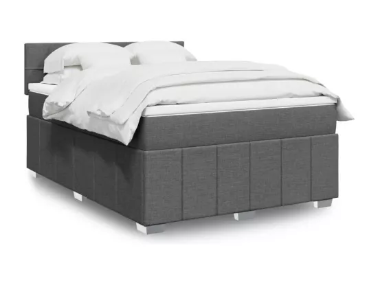Sommier à lattes de lit avec matelas Gris foncé 140x190cm Tissu