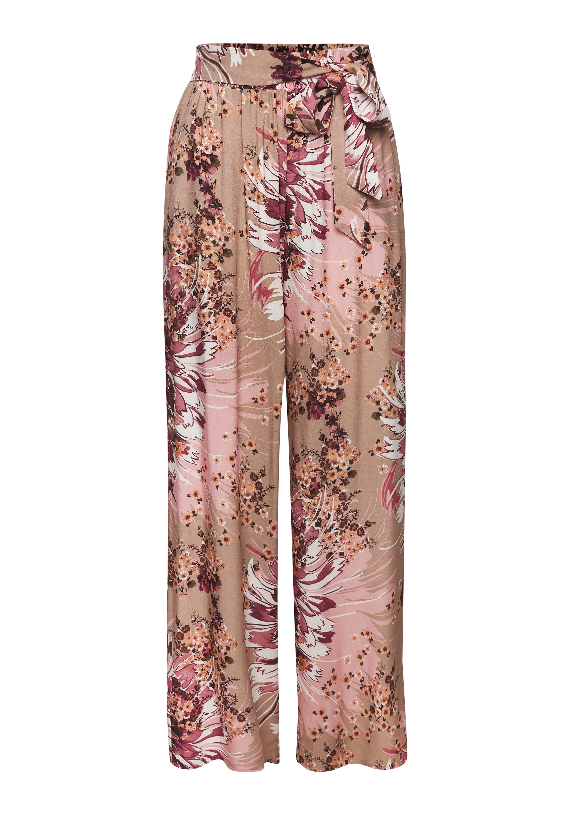 LASCANA Palazzohose  mit Bindegürtel und Alloverdruck, Stoffhose mit Taschen