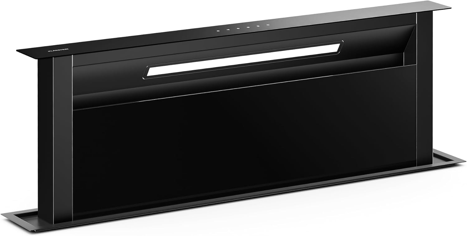 Klarstein Velaire Dunstabzugshaube 90cm - A++ Downdraft, 906 m³/h Luftstrom, Touch-Bedienung, LED, Leise, Spülmaschinenfester Filter, Kochfeldabzug, Abzugshaube 90cm