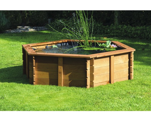 Verhoogde vijver, minivijver dobar Hexagon 330 l 149 x 128,5 x 40 cm bruin
