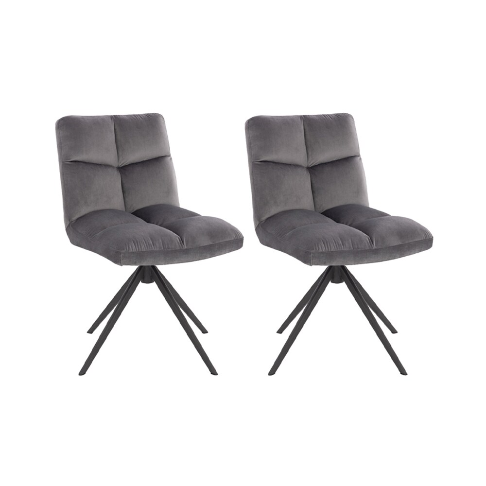 HOME DELUXE Esszimmerstuhl drehbar 2er Set NODA – Samt Hellgrau
