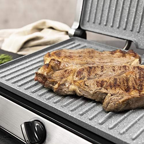 Cecotec Grill électrique Rock’nGrill Smart. Système de réglage de la puissance, du temps et de la température de 2000 W, ouverture à 180 °, plaques amovibles allant au lave vaisselle : Cuisine et Maison