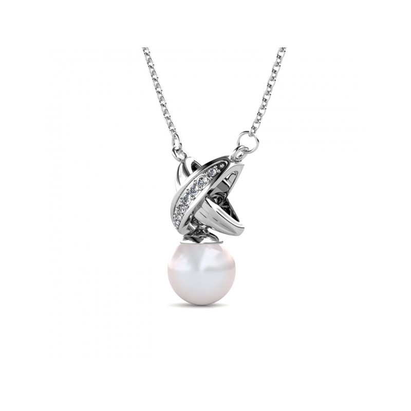 Collier Chris Pearl - Argenté et Cristal