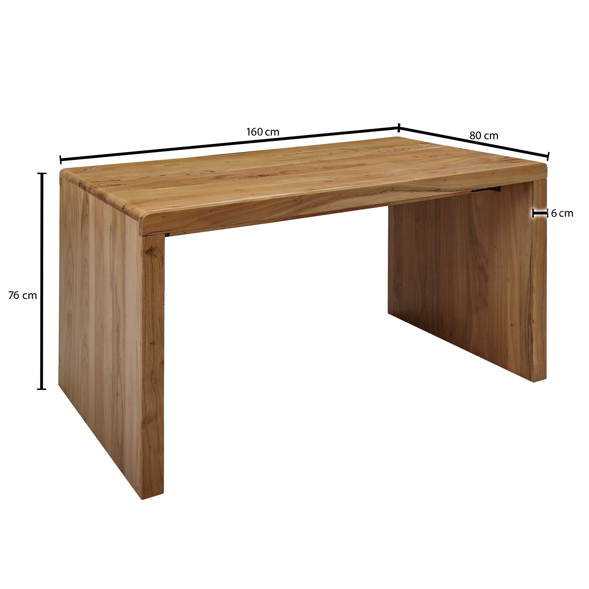 FineBuy Schreibtisch 160 x 80 x 76 vm Akazie Massiv Bürotisch Büromöbel