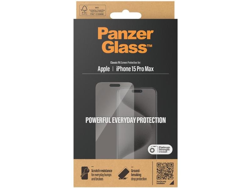Panzerglass Displayschutz Classic Fit iPhone 15 Pro Max Display-Schutzfolie für das Apple iPhone 15 Pro Max