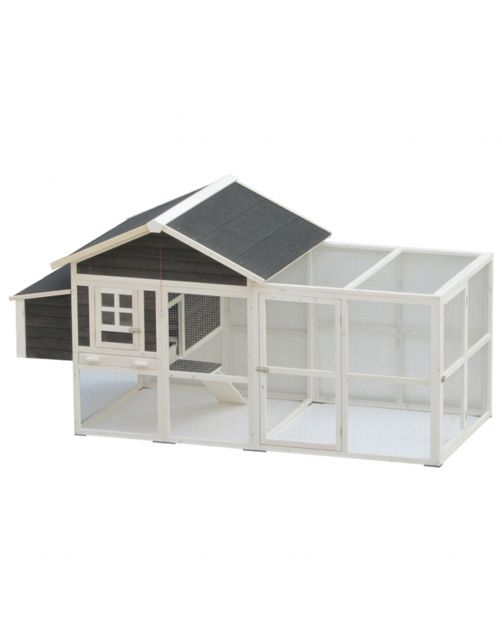 Homestyle Kippenhok Calypso - Kippenhok - 233x115x121 cm Antraciet Wit