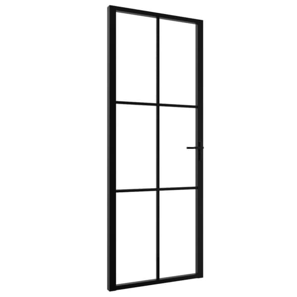 vidaXL Innerdør ESG-glass og aluminium 76x201,5 cm svart