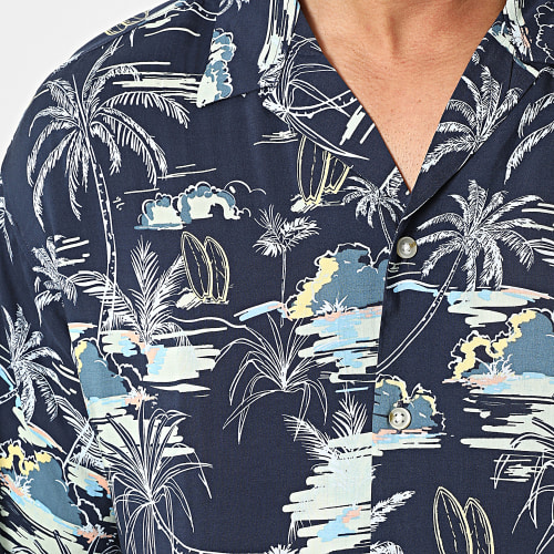 Chemise Manches Courtes Tropic Bleu Marine Floral