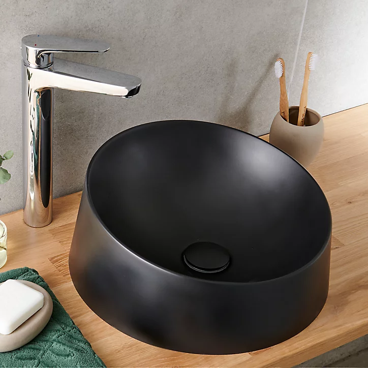 Vasque à poser résine GoodHome Allos Noir