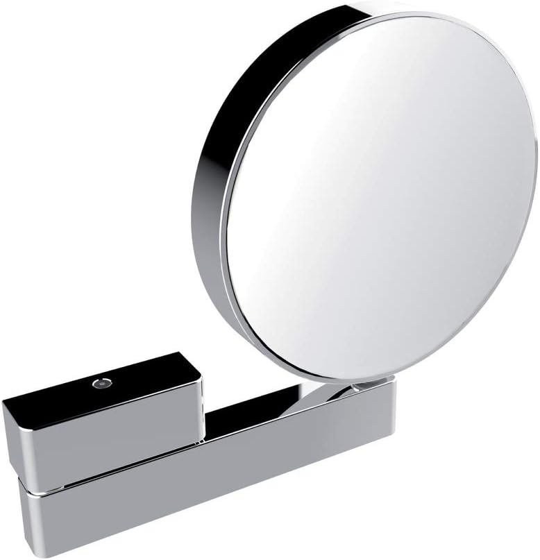 Emco Universal Kosmetik- und Rasierspiegel am Gelenkarm, runder Kosmetikspiegel zur Wandmontage, Vergrößerungsspiegel (3-/7-fach) ohne Beleuchtung, Chrom