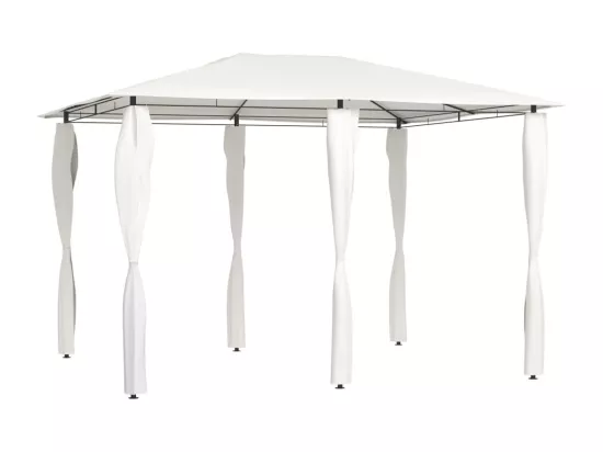 Belvédère avec revêtement de poteaux 3x4x2,6 m Crème 160 g/m²