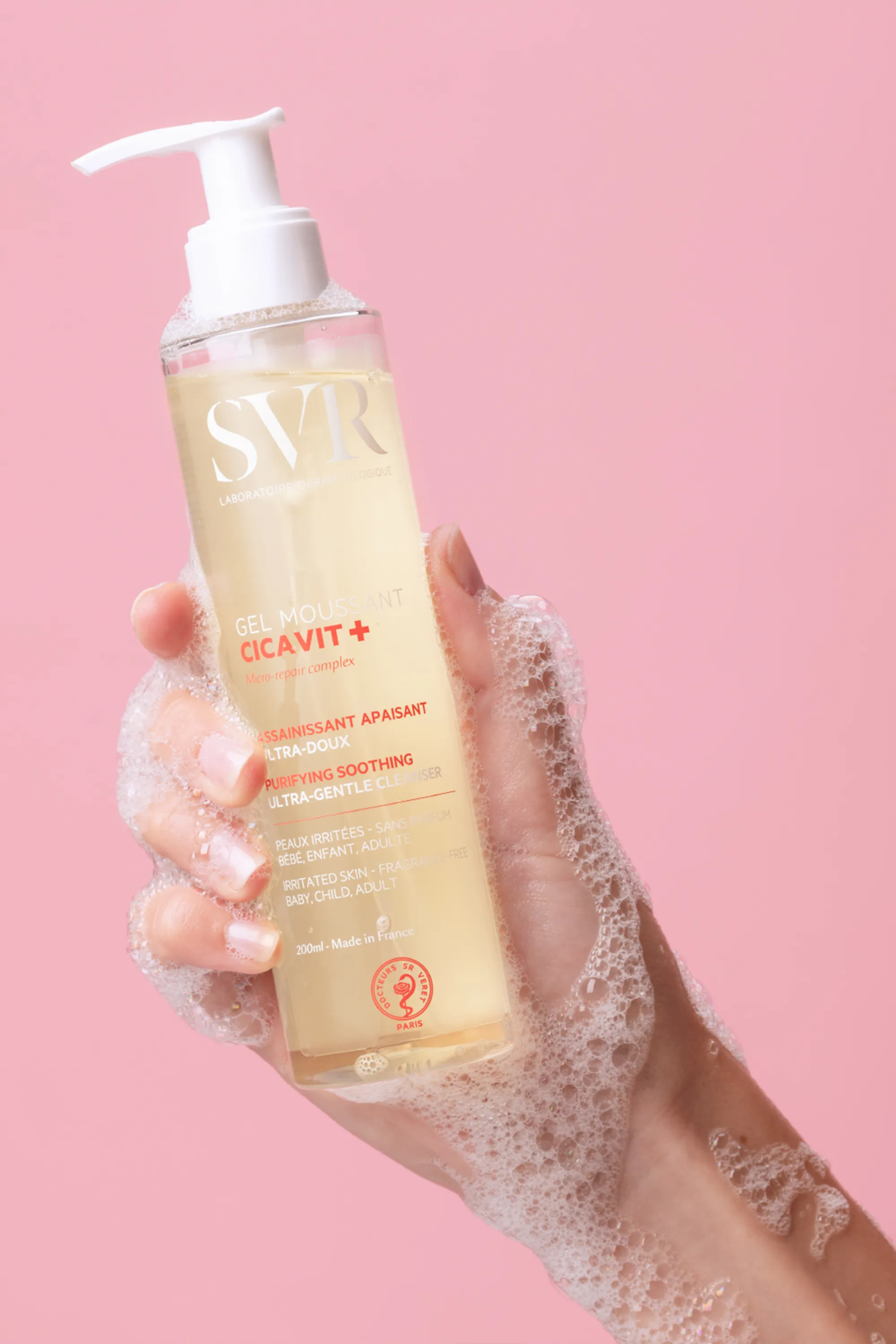 SVR Gel nettoyant visage & corps apaisant ultra-doux peaux irritées Cicavit+-200 ml
