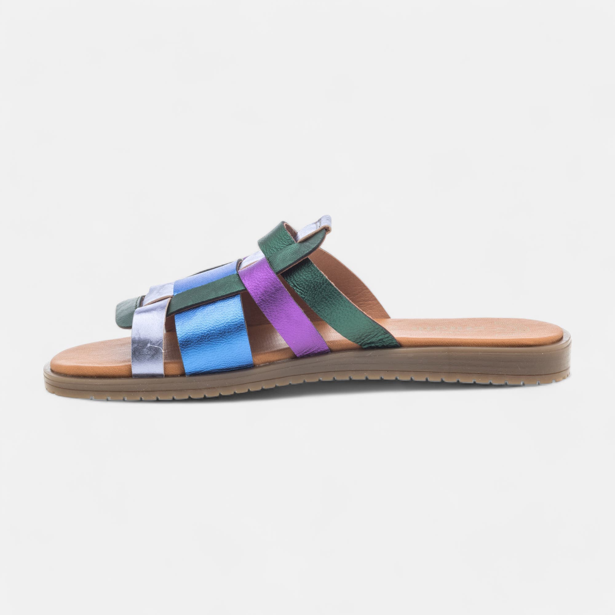 Mules Femme en cuir bleu