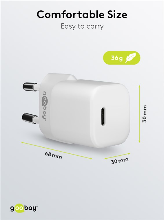 (30W/3A) Nano USB C GaN Ladegerät Netzteil Power Delivery (59716) - Weiss