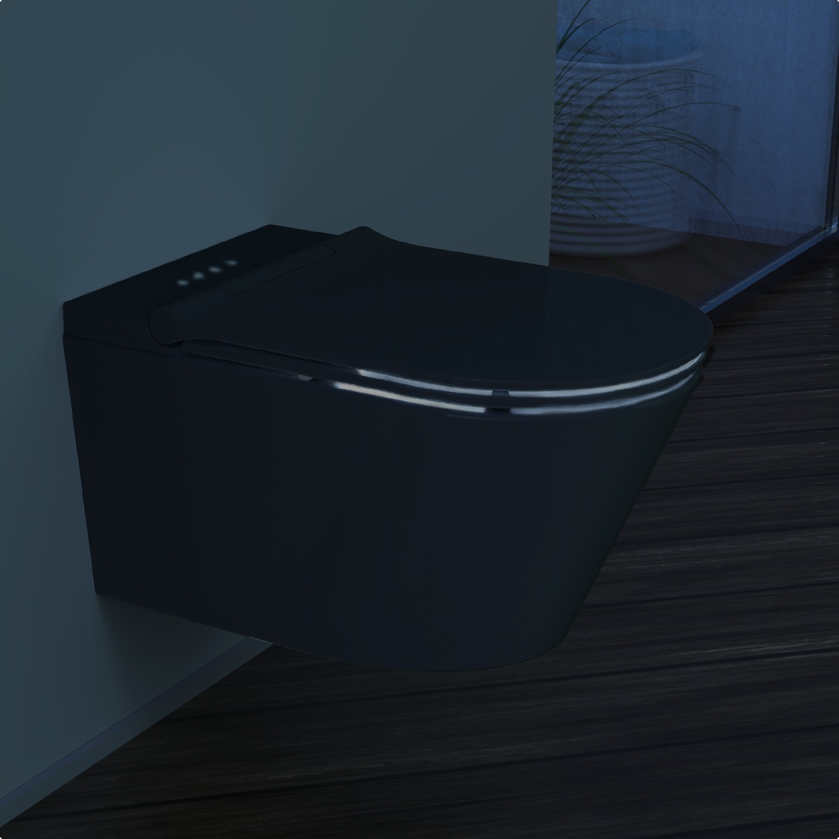 Schutte Cesari randloze douche wc met slimme zitting zwart mat