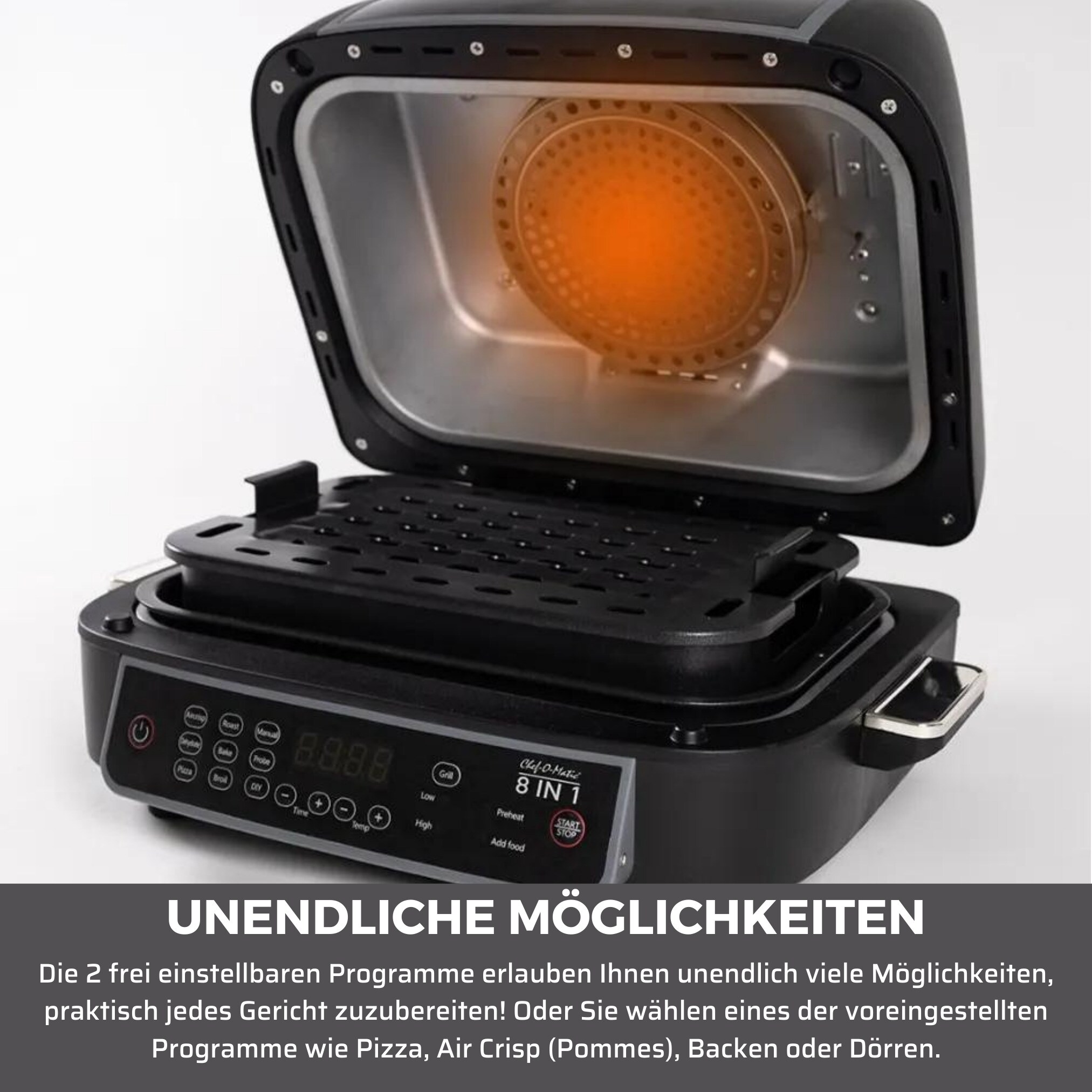 Best Direct® Multikocher - Heißluftfritteuse - Mini Backofen - Grill Ofen Chef O Matic 8 in 1