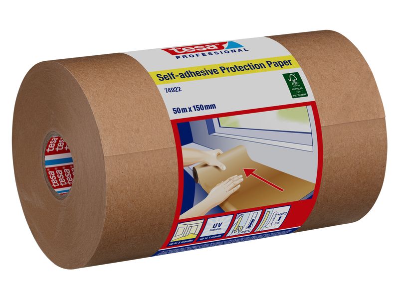 tesa Selbstklebendes Schutzpapier 1x Rolle 50 m x 15 cm Für grossflächigen Schutz und Abdeckung